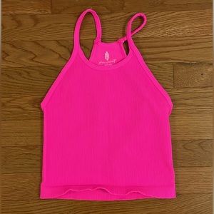 Free People MOVEMENT Happiness Runs Long Crop Tank HOT PINK XS/S M/L NWOT